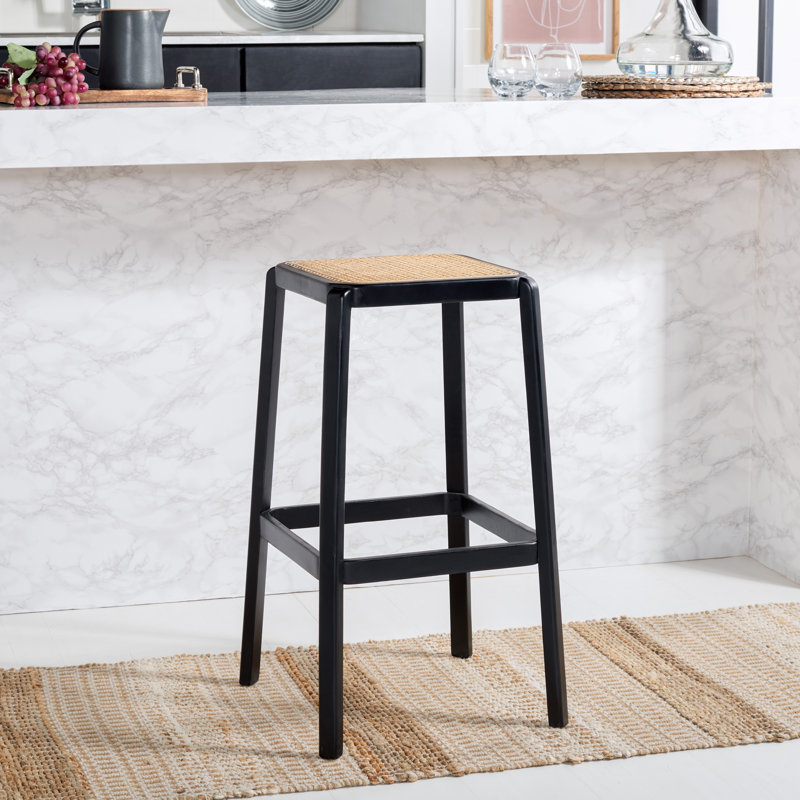 Bluebelle Counter Stool with Solid Wood Frame, Black/Natural, Bar Stool (29.53" Seat Height)
