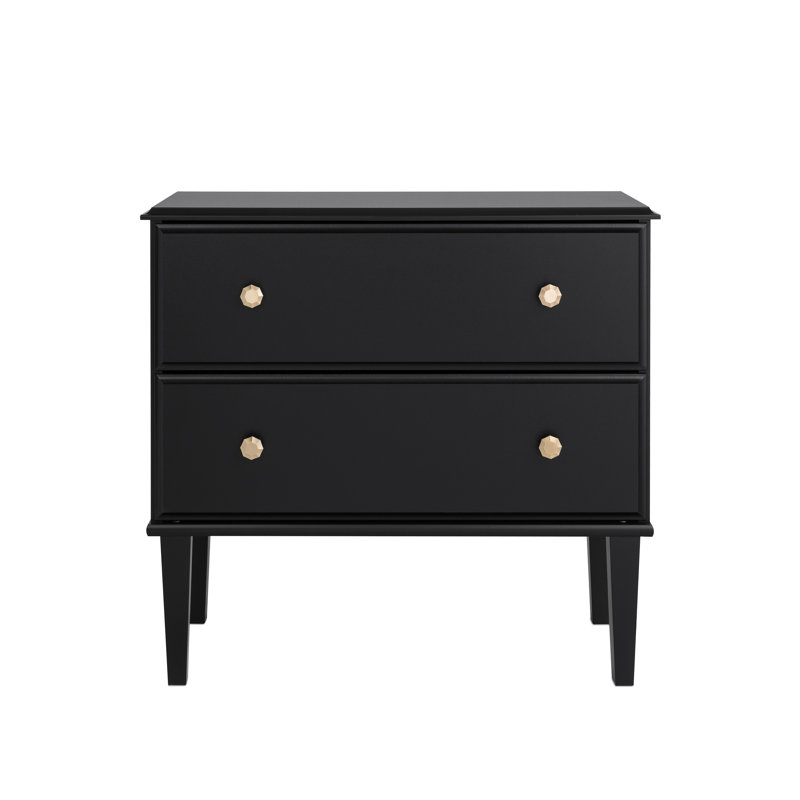Wannetta 2 Drawer 16"D x 27.75"W x 25"H Nightstand, Black