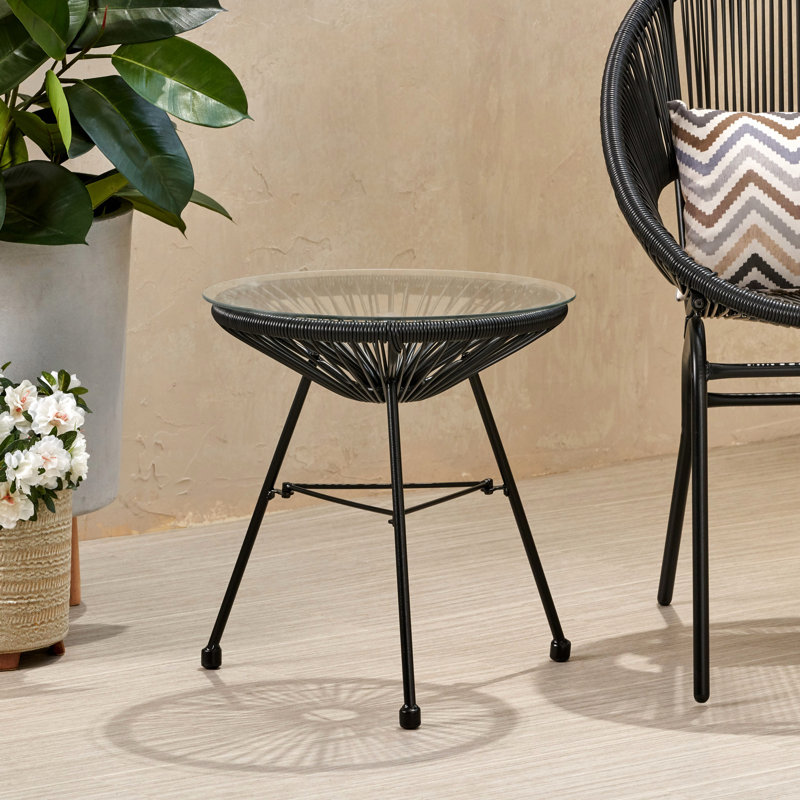 Table d'appoint en verre trempé avec base polyvalente - Mobilier d'extérieur
