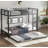 Metal Bunk Bed with Trundle, Black-114313895