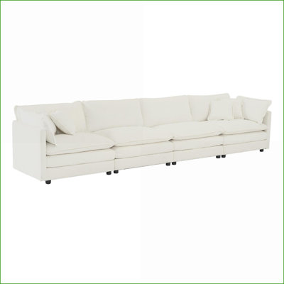 Canapé modulaire, modulaire 4 places avec combinaisons flexibles | Salon / Chambre à coucher | Blanc neige | Chenille