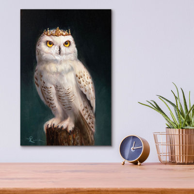 Art mural en verre épique «Owl King 2» par Lucia Heffernan, 12 po x 16 po