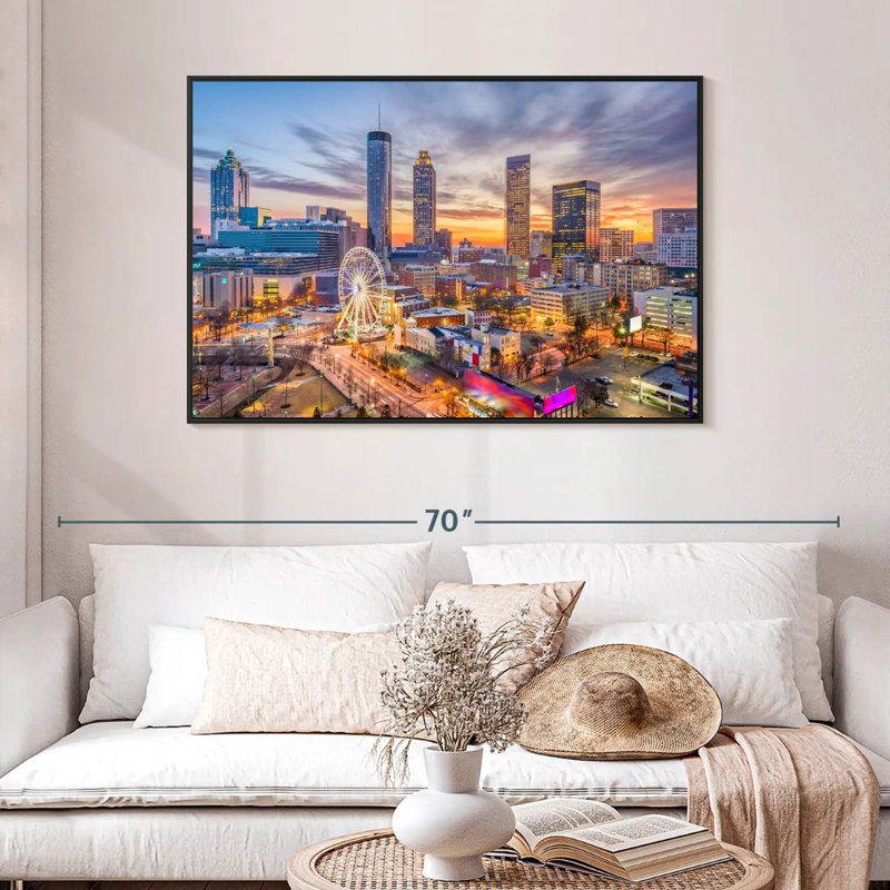 Atlanta Twilight Sky, 46 po x 31 po, Cadre flottant noir