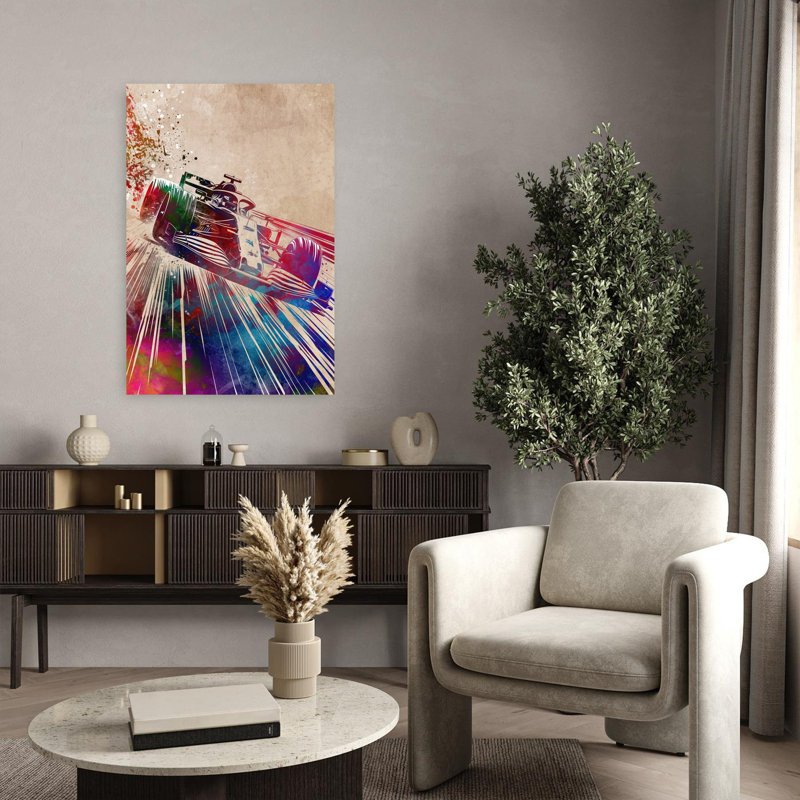 «Vibrant Race Car Motion», art moderne abstrait coloré, cheval, H 36 po x l 24 po