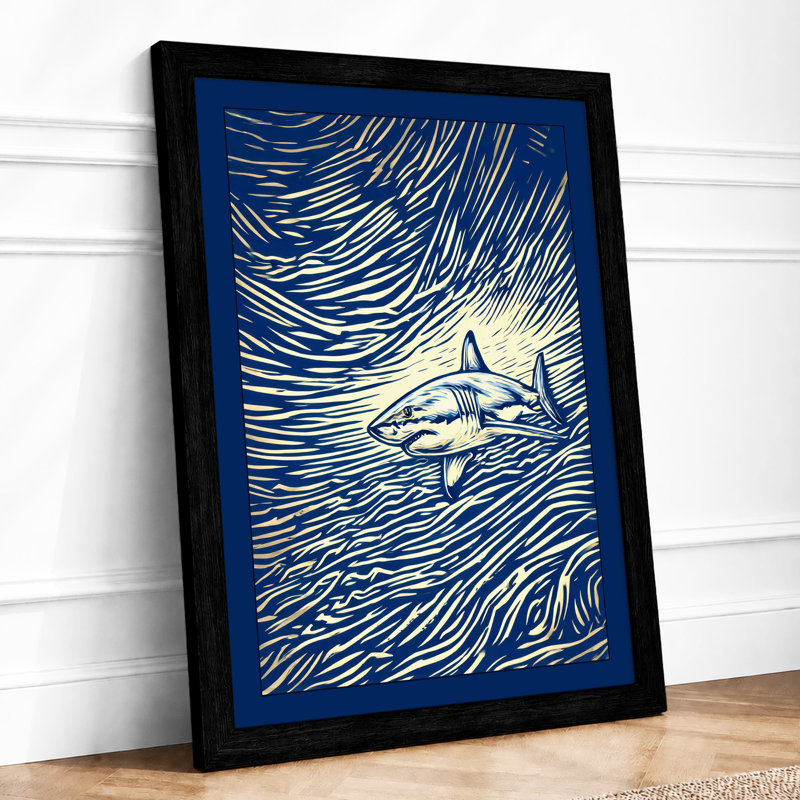 Shark In Motion Graphic Art - Print, A1 - 84.1 x 59.4 cm, Black