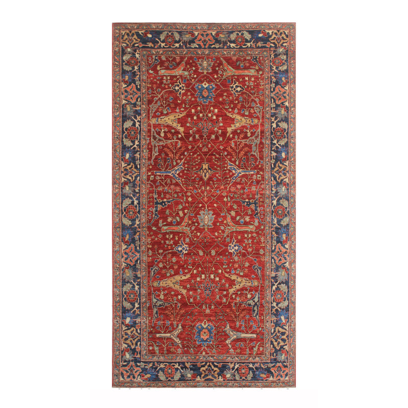 Tapis unique rouille / bleu / beige 5 pi 11 po x 12 pi One-of-a-Kind