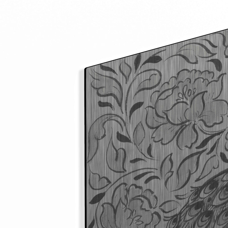 «Peacock Garden IV BW» par Miranda Thomas - impression sur toile non encadrée, H 24 po x l 24 po x P 0,13 po