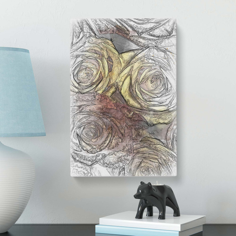 View Of The Roses In Abstract - Wrapped Canvas Print, 60cm H x 40cm W x 3cm D