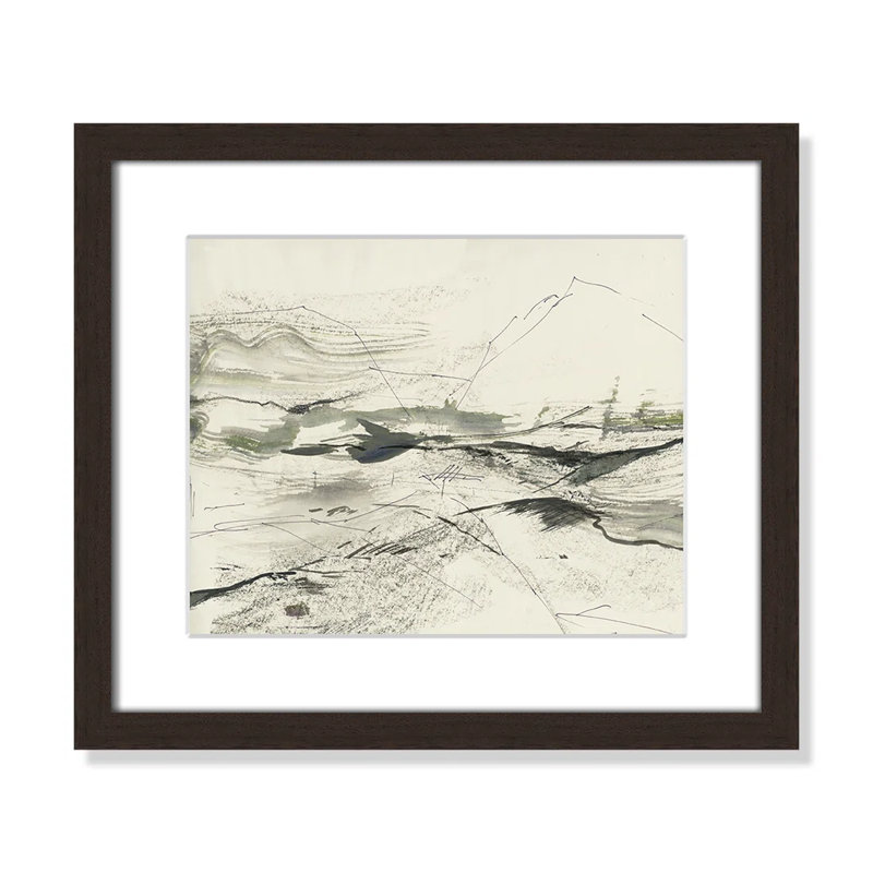 " Green Sketches " by PI Studio, Blanc, Cadre noir encadré, H 13 po x l 15 po x P 1,25 po