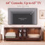 Meuble télé de 64 po avec compartiment dissimulé pour bac à litière (compatible avec les bacs XL), éclairage à détecteur de mouvement, porte réversible, étagère réglable – Console en bois pour salon et chambre