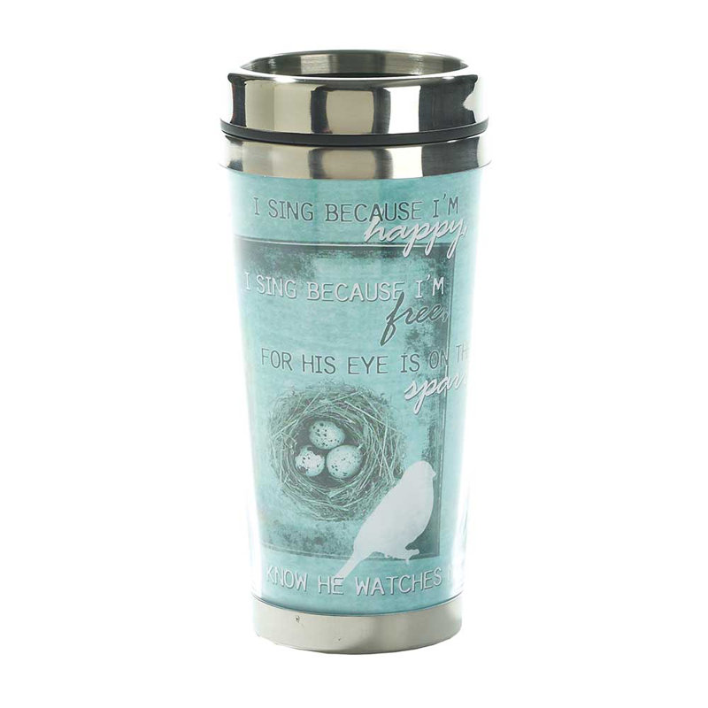 Tasse de voyage en acier inoxydable à double paroi 16 oz His Eye on the Sparrow