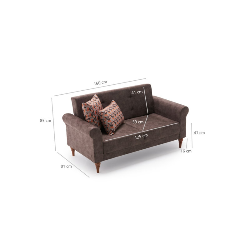 Canapé-lit rembourré 63 po Jacey, 100 % polyester brun