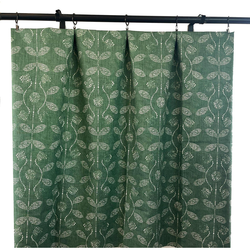 Rideaux à imprimé abstrait vert sapin, L 25 po x L 84 po