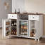 Mini armoire de réfrigérateur avec prise de courant, 2 tiroirs, tablettes réglables, supports à verres à vin et gestion des câbles-133477555