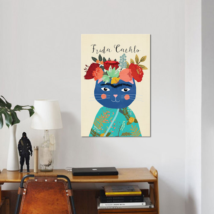 « frida cathlo », reproduction sur toile, H 26 po x l 18 po x P 1,5 po, Pas de tapis, Toile tendue