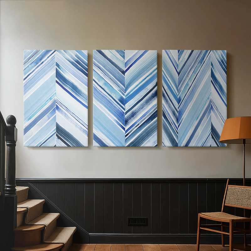 Vague crêtes I - toile tendue sur mesure - 3 pièces, H 18 po x l 36 po