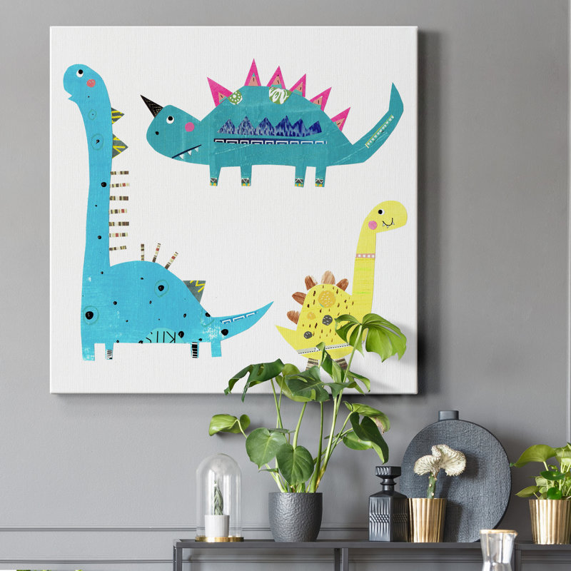 Dino Trio - reproduction sur toile tendue, H 24 po x l 24 po x P 1 po