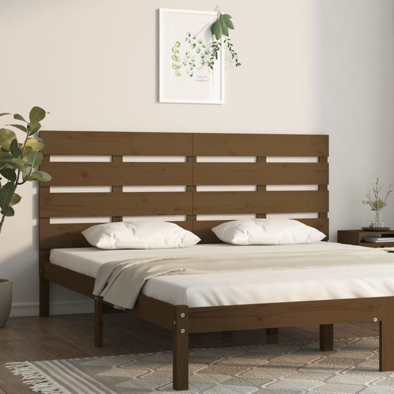 Solid Wood Headboard, Brown, 80cm H x 135cm W x 3cm D