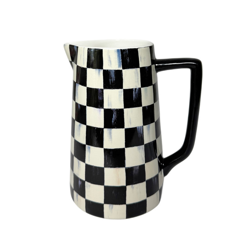 Courtly Check Farmhouse Pitcher, White/Black
