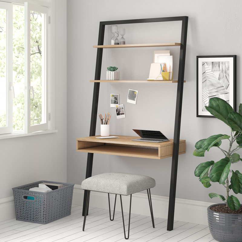 Coby Leaning / Ladder Desk, Oak/Black