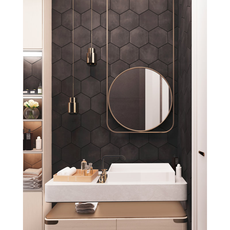Carreau de porcelaine géométrique 8 po x 9 po, Noir