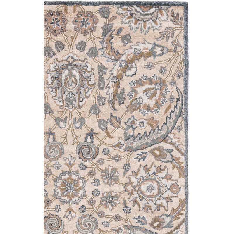 Tapis floral en viscose touffeté à la main Shillington, Carré 5 pi