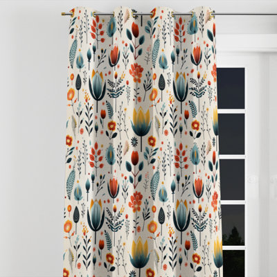 Aynslee - Rideau à œillets occultant à motif floral - 1 panneau