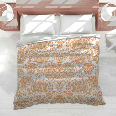 Orange Floral Damask Comforter