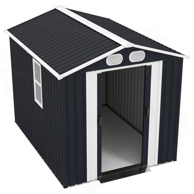 Campcraft Outdoor Metal Storage Shed with Lockable Doors for Backyard Garden Patio