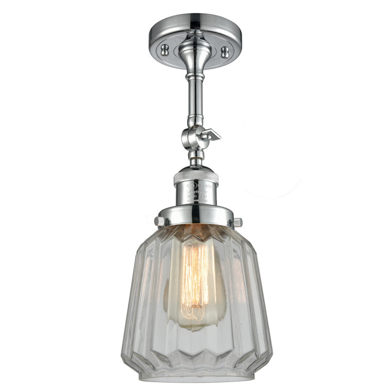 Vinson Armed Sconce, Polished Chrome, Clear