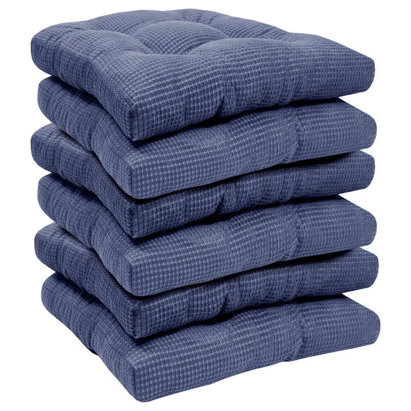 Memory Foam Indoor Tufted  Non Slip Chair Cushion, Navy, 12
