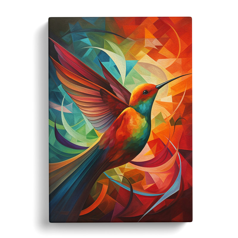 Hummingbird Cubism - Print, 60cm H x 40cm W x 3cm D