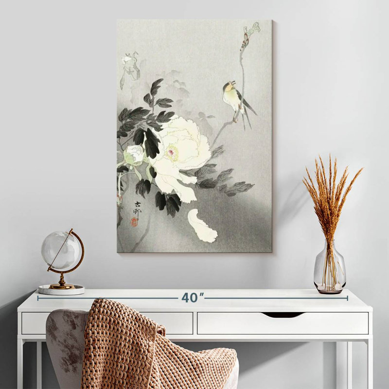 Brampt Swallow With Peony, 30" H x 20" W