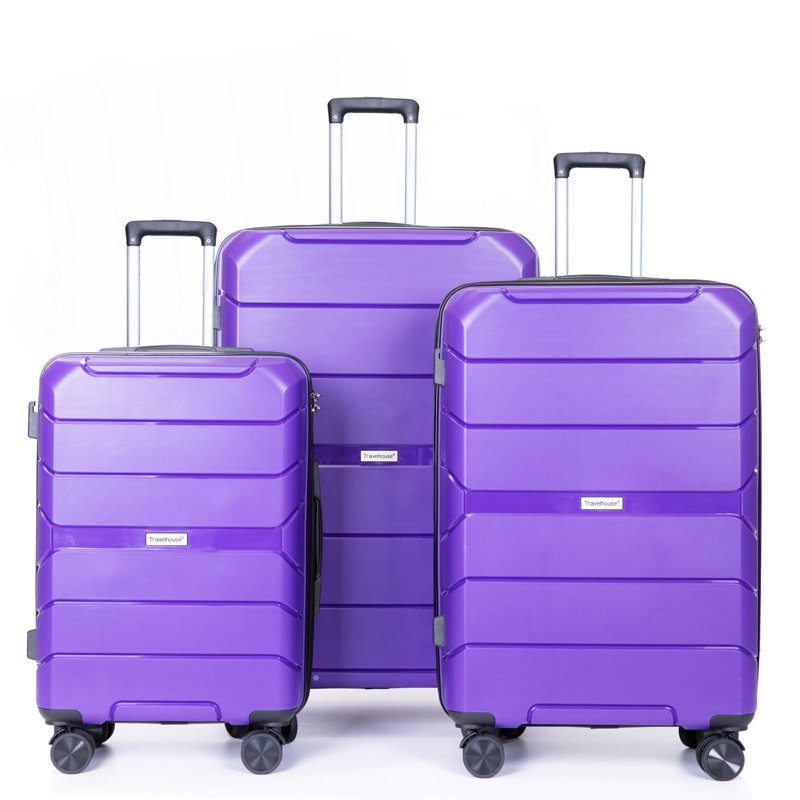 Ensemble de 3 valises à roulettes en plastique Hardshell, 30.51" H x 18.7" W x 12.2 " D, Purple