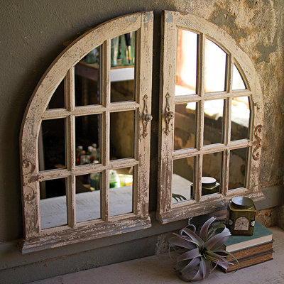 Ensemble de 2 miroirs de fenêtre en demi-cercle
