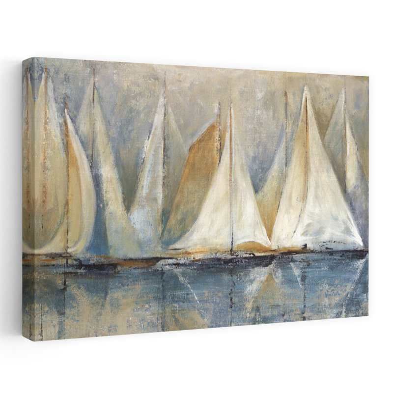 Flotte de voile, art côtier abstrait, H 24 po x l 16 po