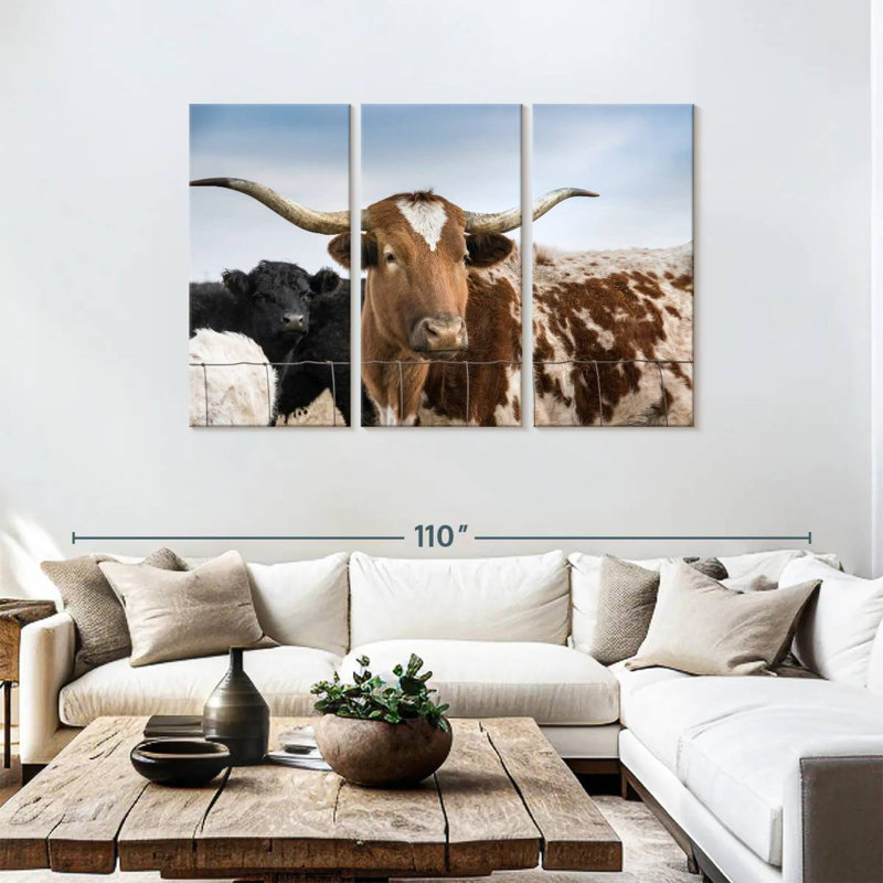 Longhorn tacheté Brampt, H 48 po x l 74 po