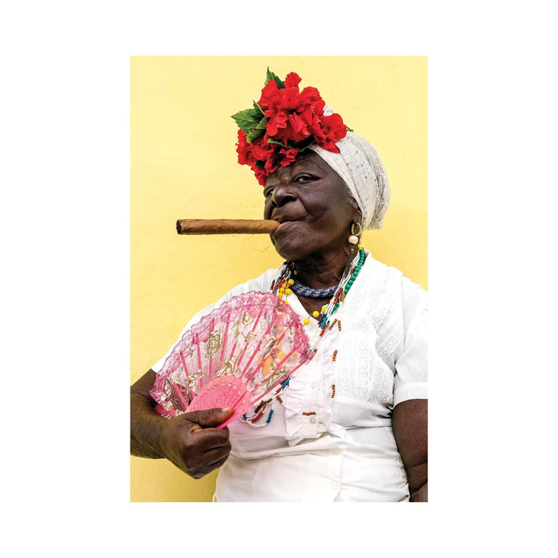 Woman Smoking Cigar In Havana Cuba by Susanne Kremer - Wrapped Canvas Print, 66.04 cm H x 45.72 cm W x 3.175 cm D