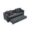Canapé moderne à trois places Moderna avec dossier réglable en tissu d'ameublement gris foncé pouvant servir de lit ou de chaise longue dans le salon.