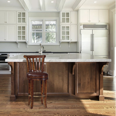 Upholstered Counter Stool with Solid Wood Frame