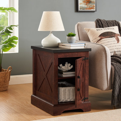 Table de bout de chambre à coucher, rustique avec plateau en chêne et poignée de café à tablette réglable