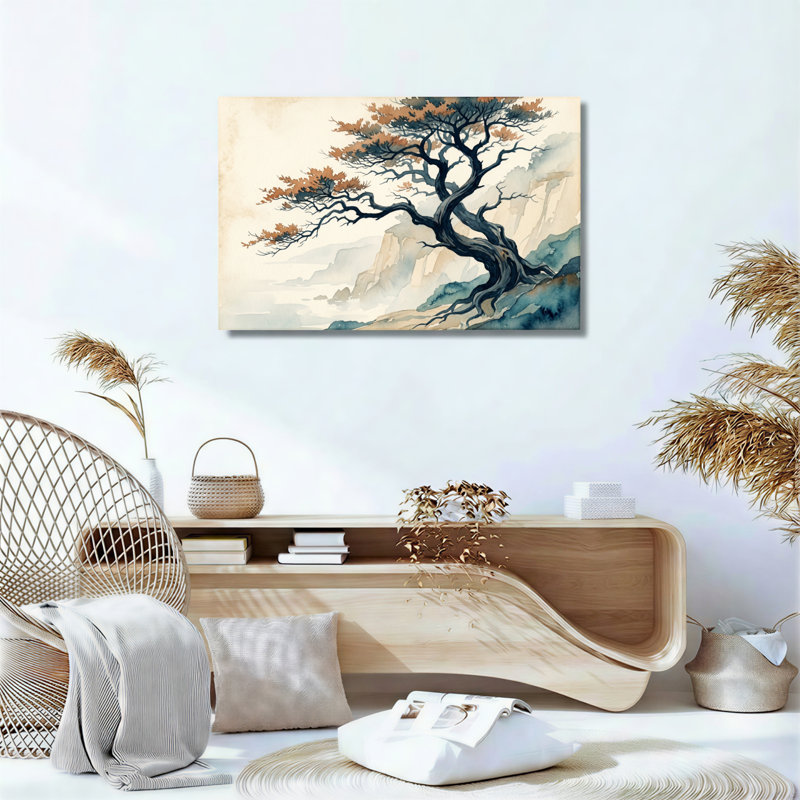 Arbre de montagne, art mural sur toile, ensemble de 1, 18"H x 24"W, Wrapped Canvas