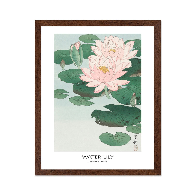 Ohara Koson - Nénuphar n ° 1, Poster, 24"H x 32"W, Brown Framed