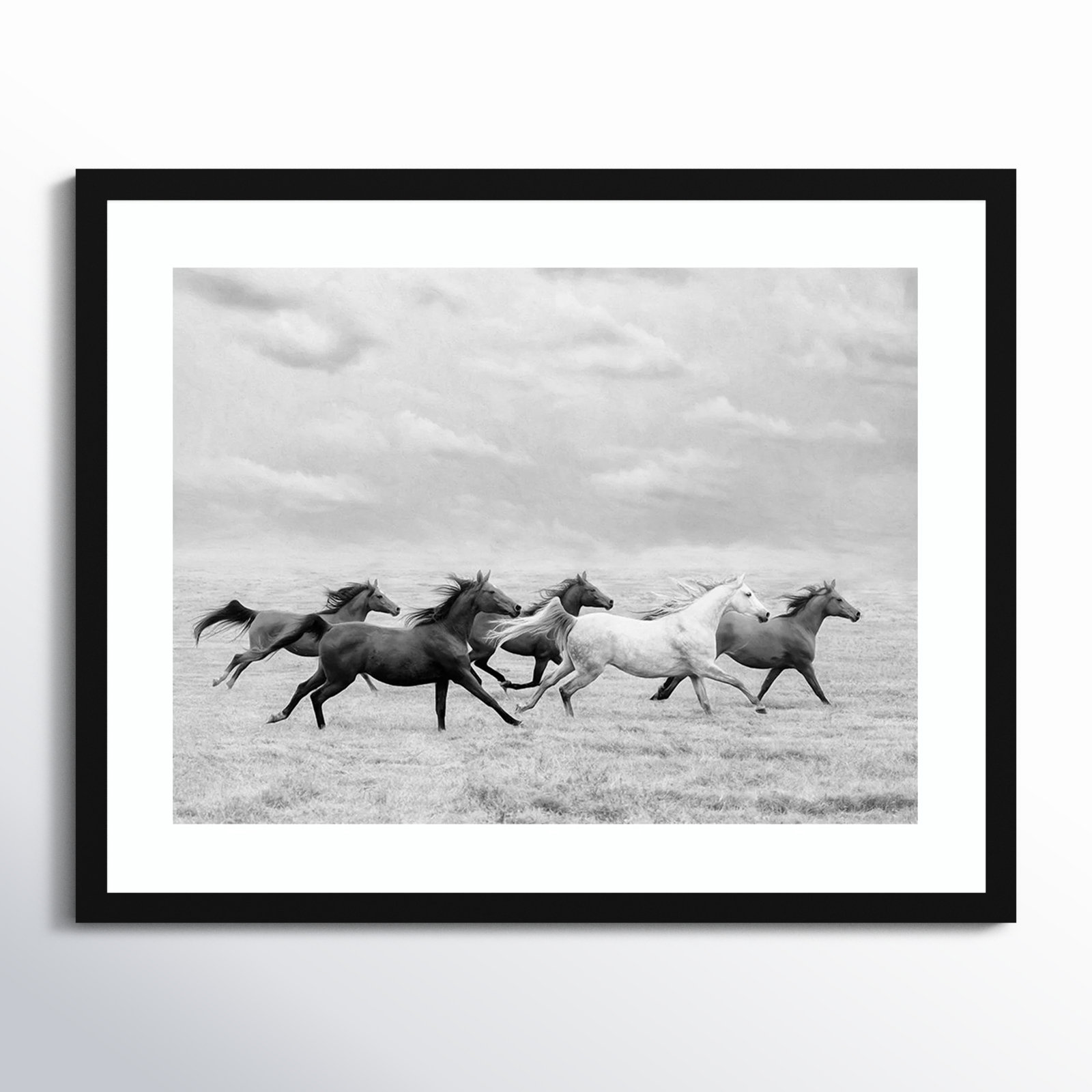 Horse Run I by PHBurchett, 20" H x 25" W, Black