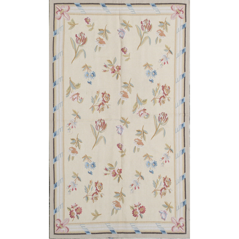 Hand-Knotted High-Quality Cream and Beige Area Rug