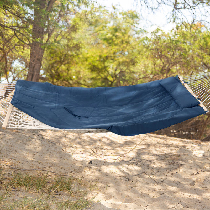 Hamac double à barre d'écartement Volkrad, Bleu foncé uni