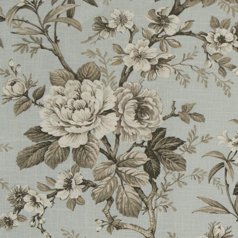 Imprimé floral rétro sur lin, Pli inversé, Simple, L 33 po x L 96 po