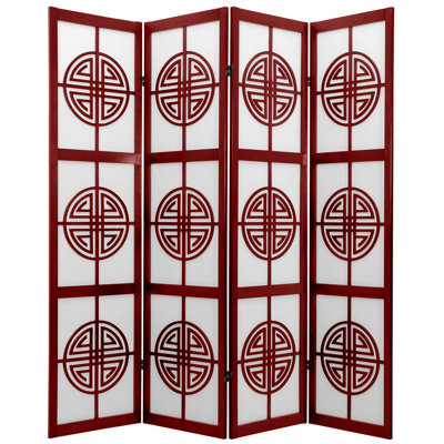Courtney 68" W x 72" H 4-Panel Rice Paper Folding Room Divider