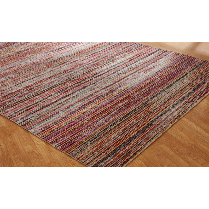 Summer Striped Area Rug in Red, Rectangle 2' x 3'