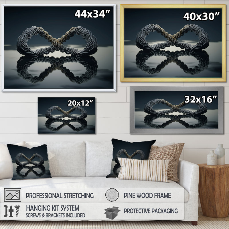 Impression sur toile Quantum Infinity Futuristic 3D - Abstract Shapes, Cadre doré simple, H 24 po x l 32 po x P 1 po